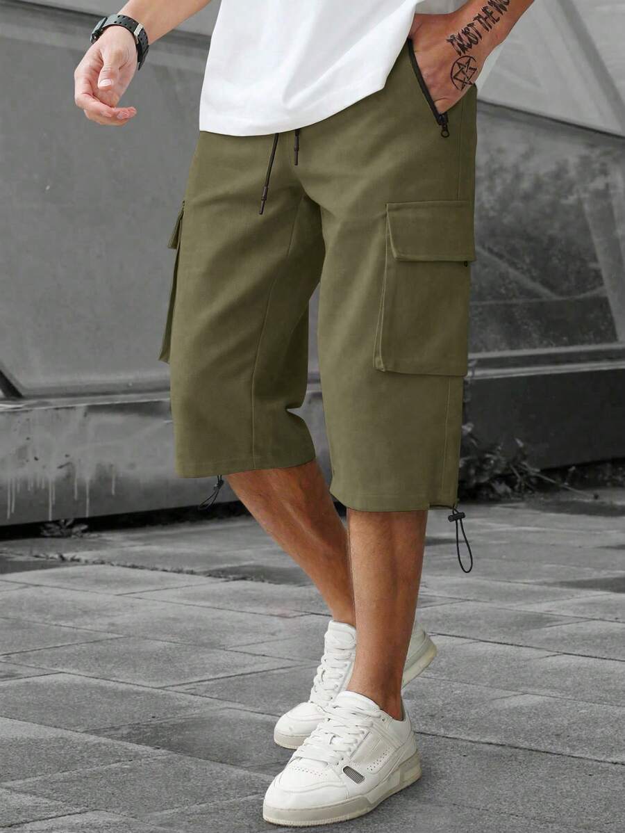 Short cargo décontracté à cordon de serrage pour homme – Utilitaire multi-poches