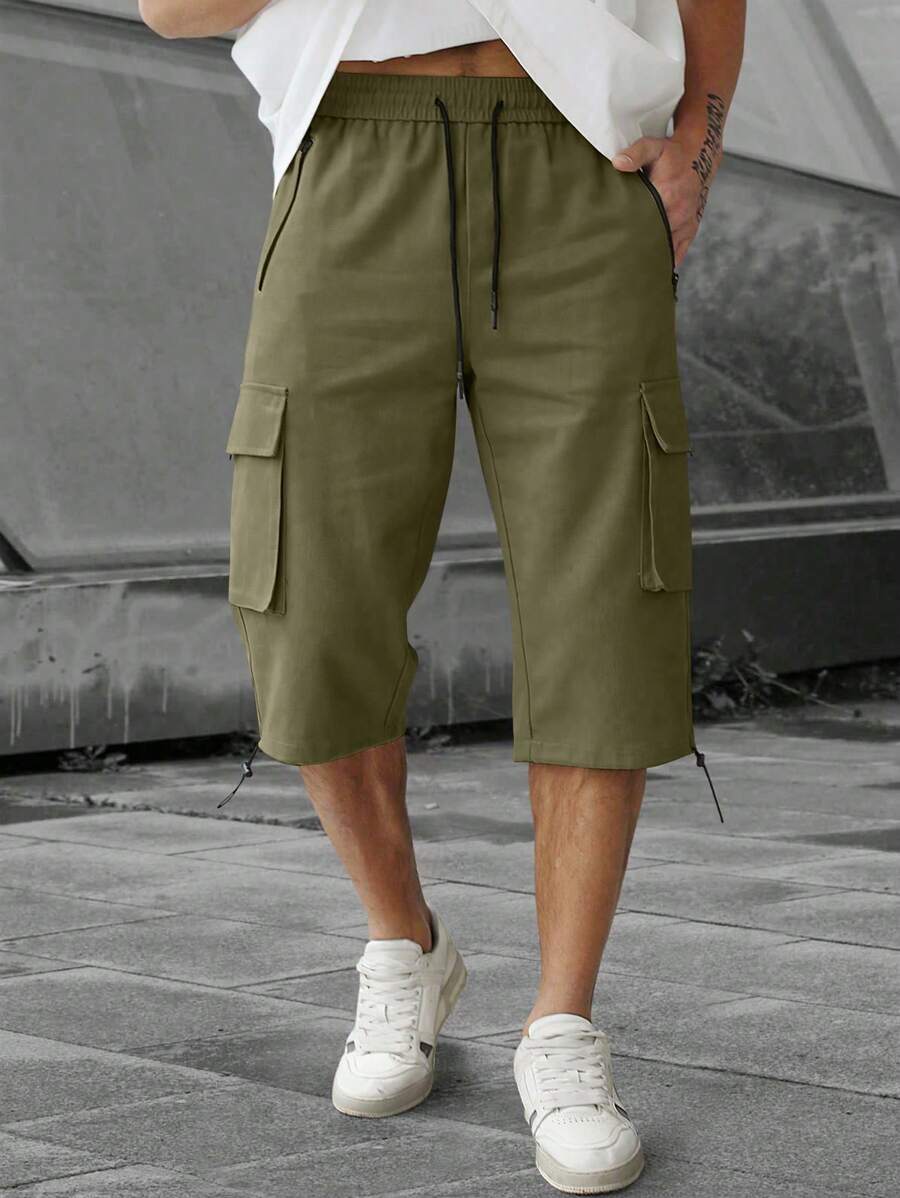 Short cargo décontracté à cordon de serrage pour homme – Utilitaire multi-poches