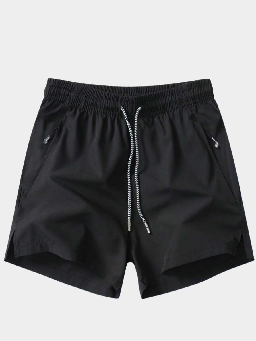 Shorts de sport taille élastique avec poches zippées et cordon