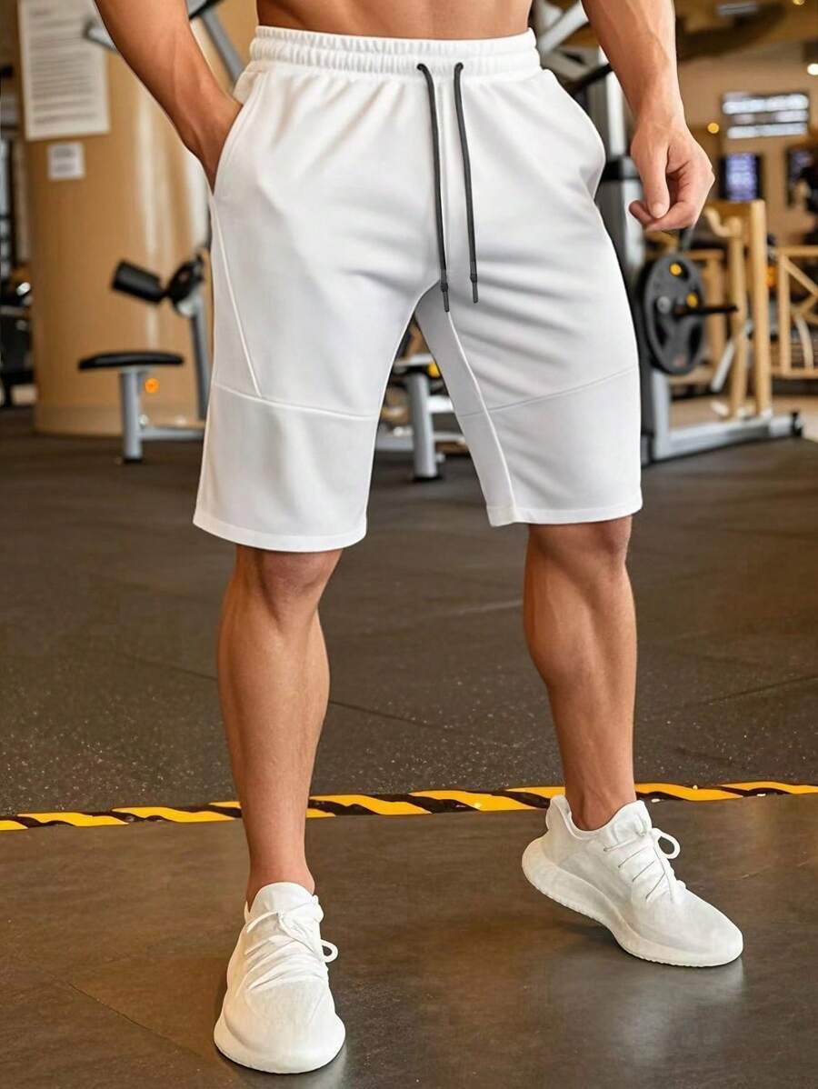 Shorts cargo pour hommes avec taille à cordon de serrage et poches latérales
