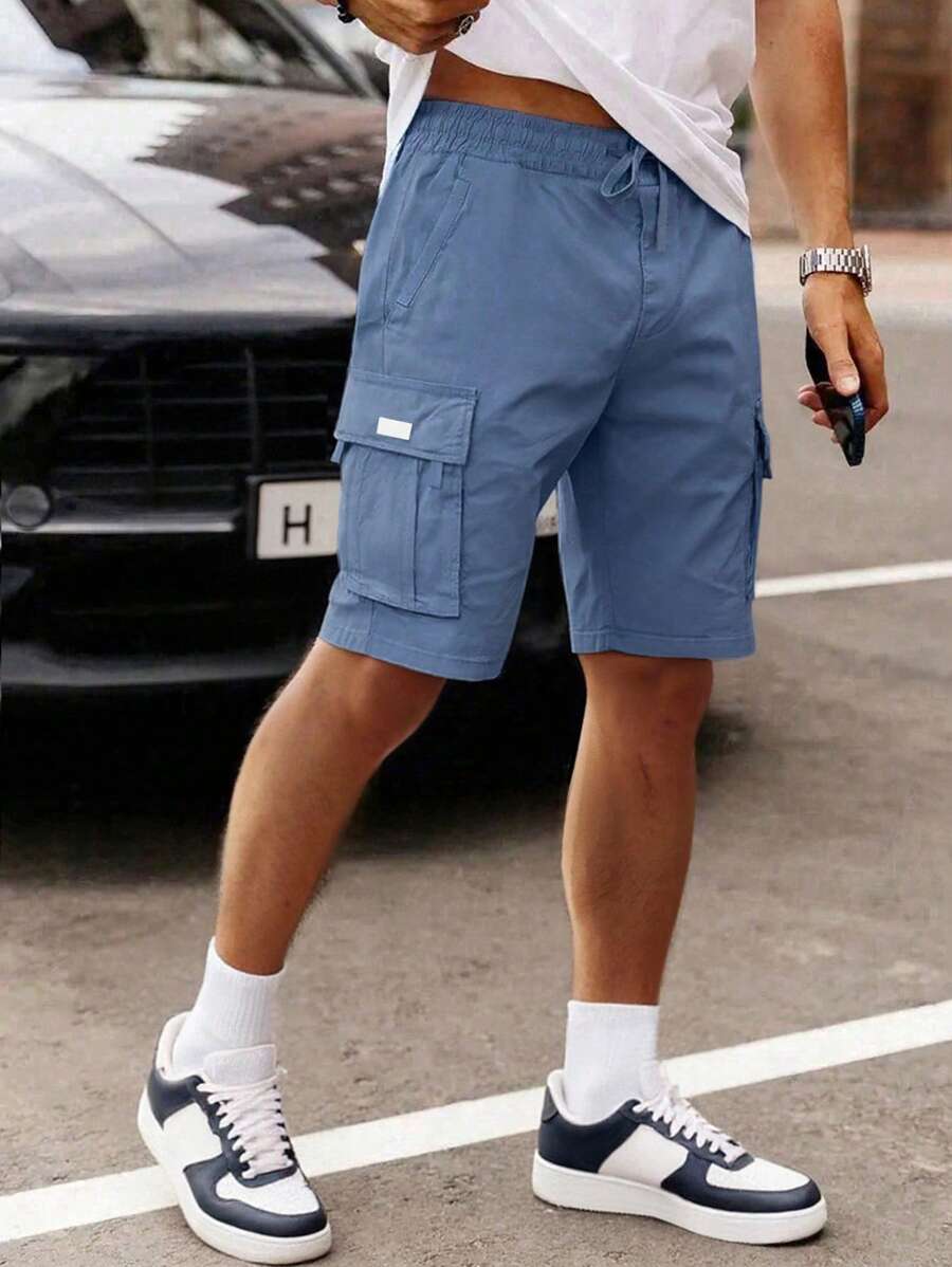 Shorts cargo pour hommes avec taille à cordon de serrage et poches latérales