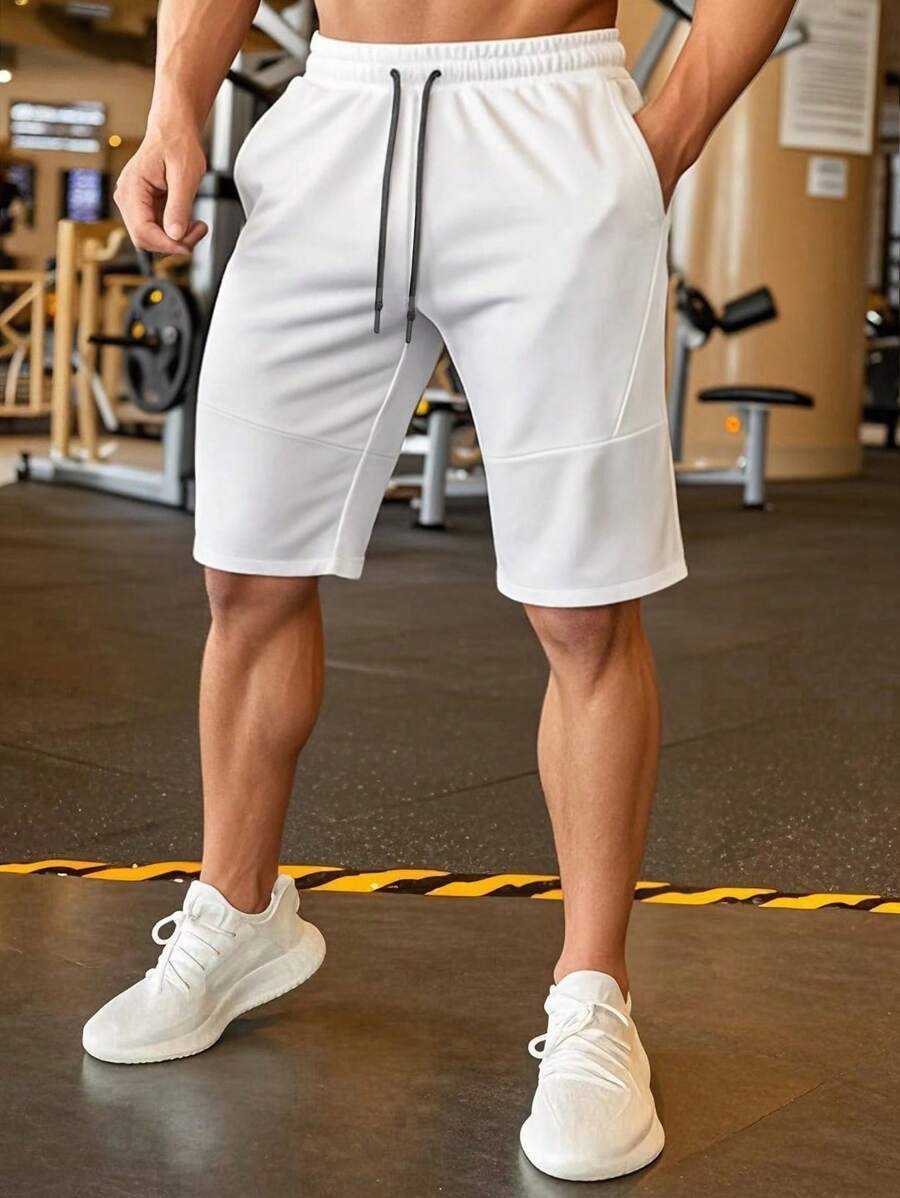 Shorts cargo pour hommes avec taille à cordon de serrage et poches latérales
