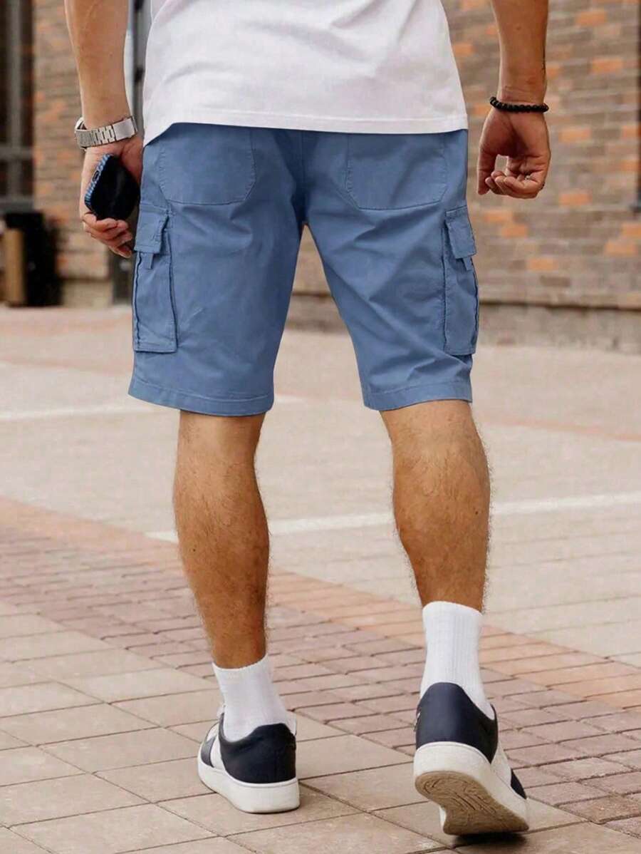 Shorts cargo pour hommes avec taille à cordon de serrage et poches latérales