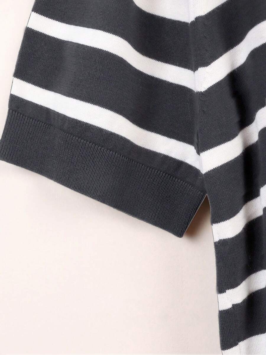 Chemise décontractée à rayures et col ras du cou - Mode masculine au quotidien