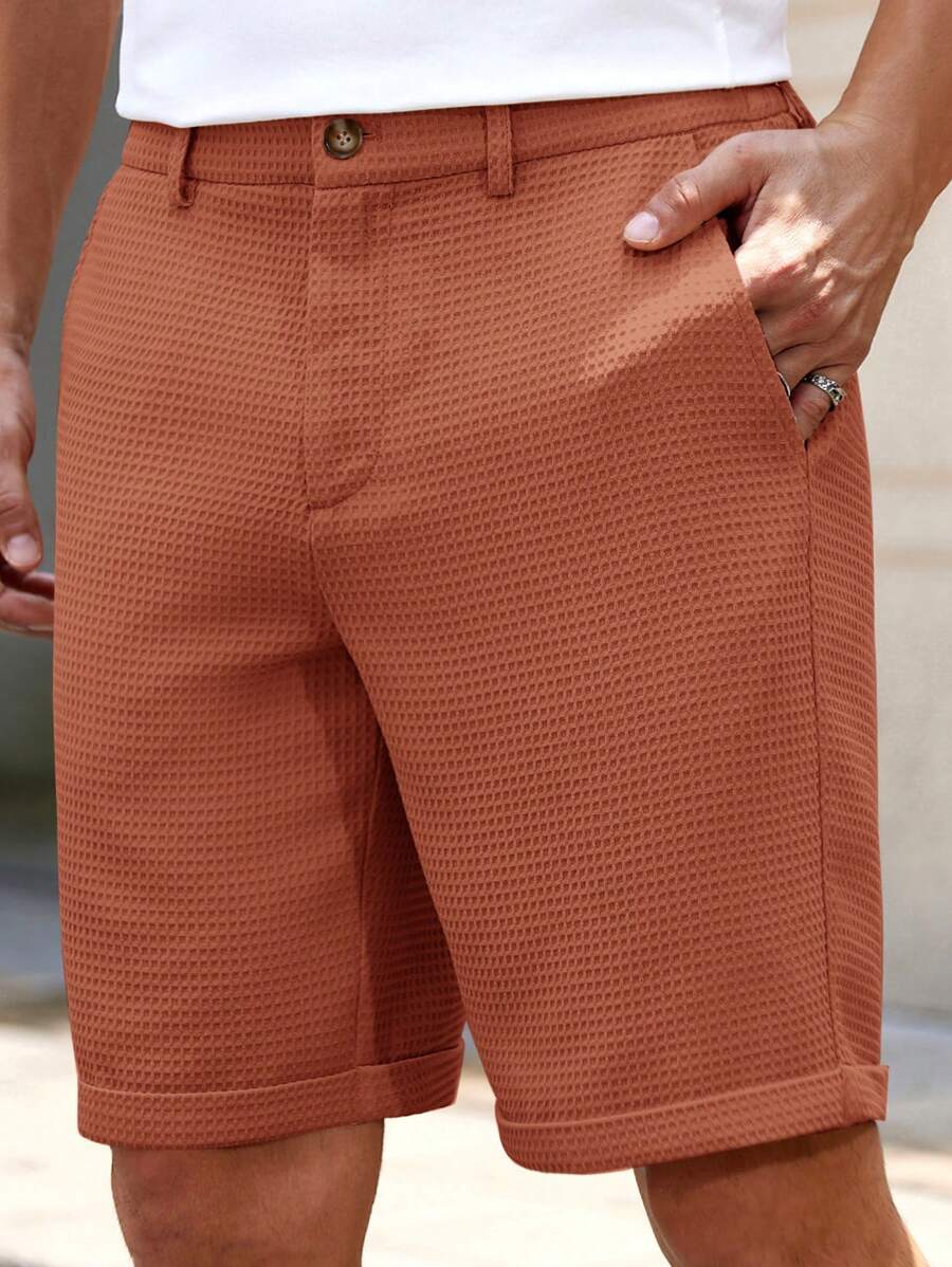 Bermuda droit tissé taille mi-haute – Short décontracté pour homme