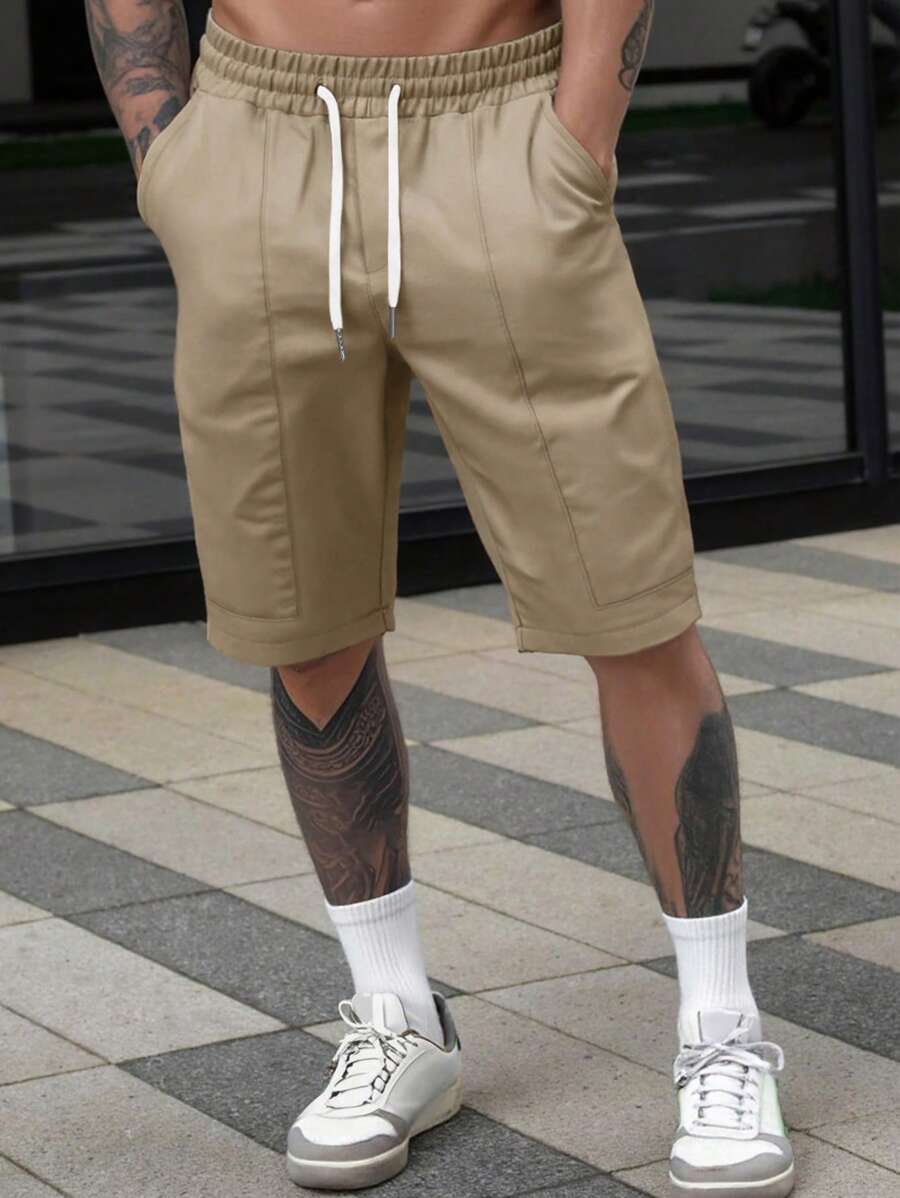 Shorts cargo pour hommes avec taille à cordon de serrage et poches latérales