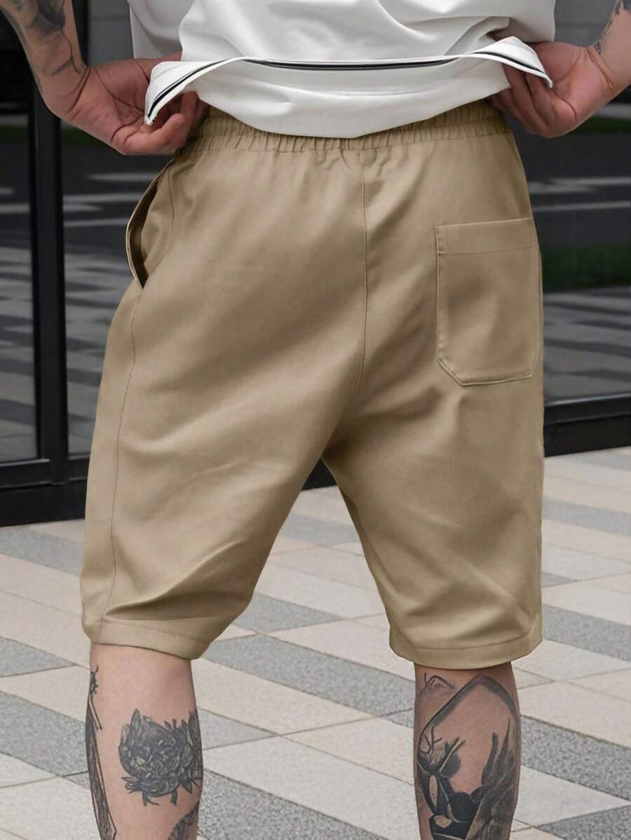 Shorts cargo pour hommes avec taille à cordon de serrage et poches latérales