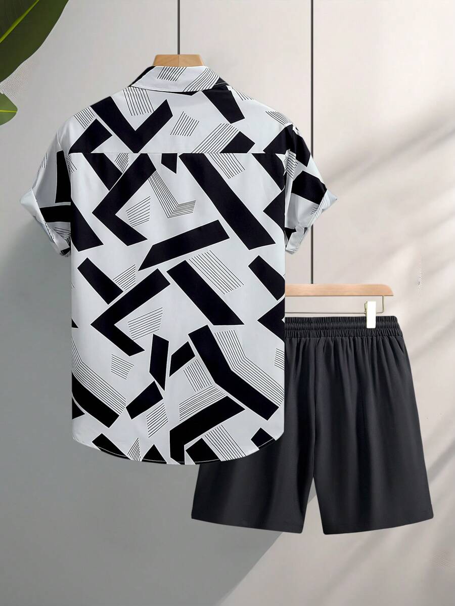 Deux ensembles pièces imprimé graphique moderne pour homme - vêtements d'été