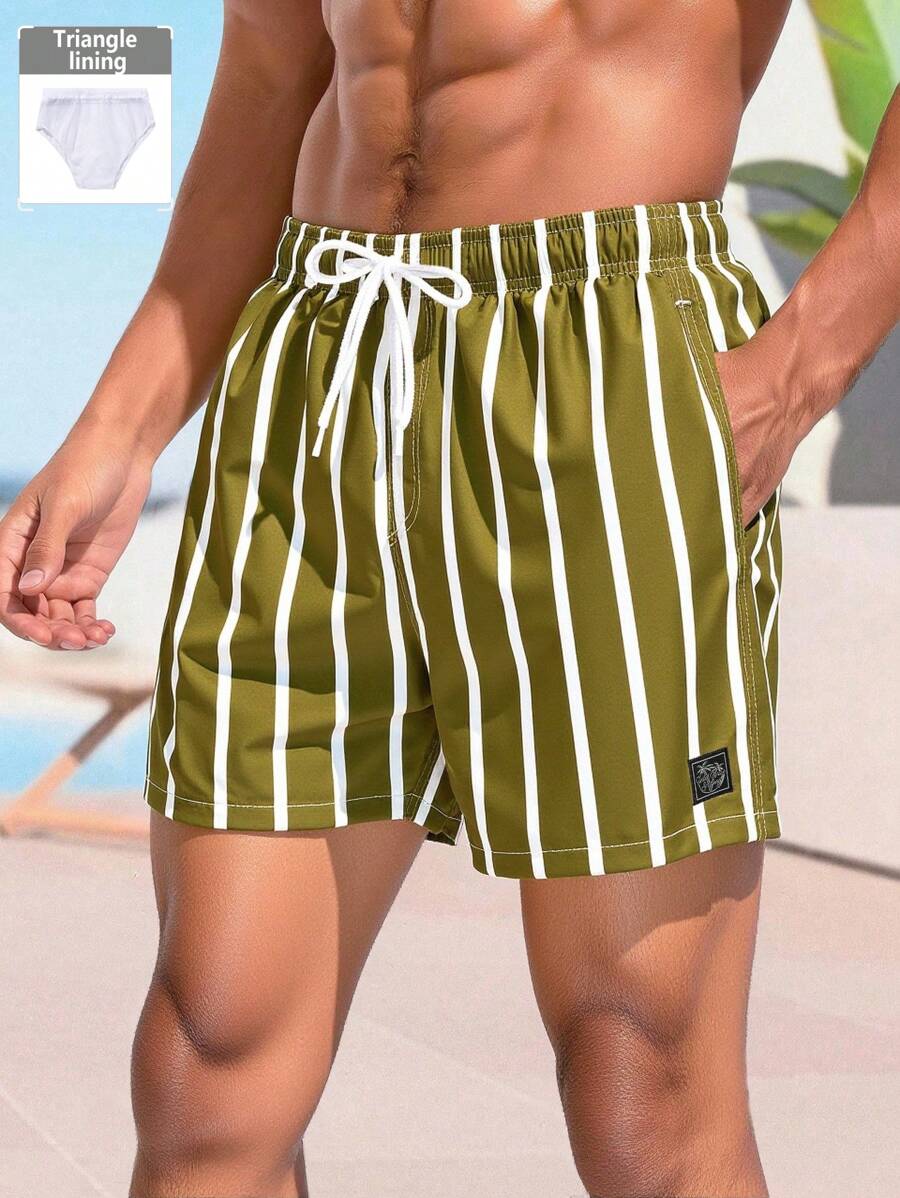 Short décontracté à rayures et taille élastique – Short à séchage rapide pour homme