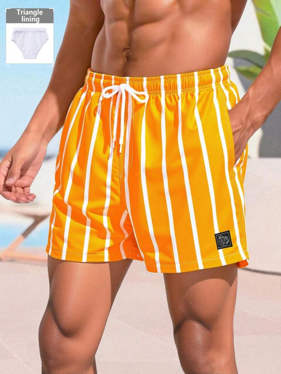 Short décontracté à rayures et taille élastique – Short à séchage rapide pour homme