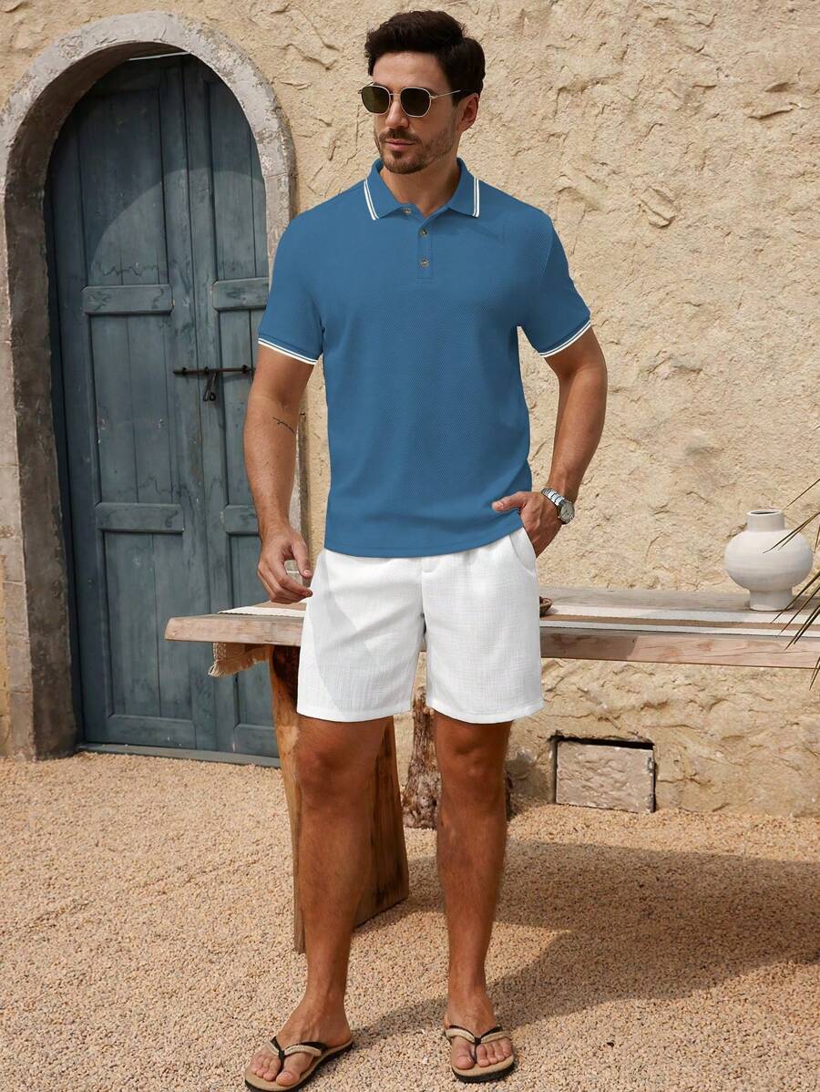 Polo uni à manches courtes - Mode décontractée pour homme en été