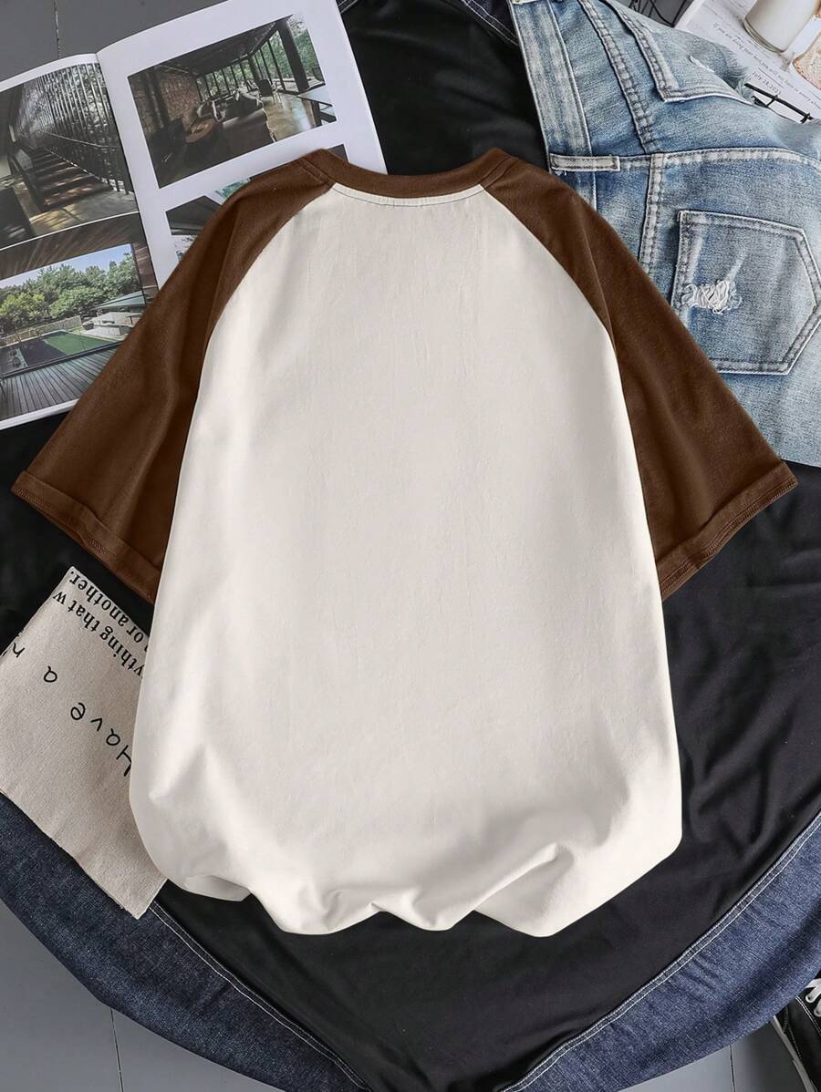 Chemise à col rond manches raglan casual style sport tendance