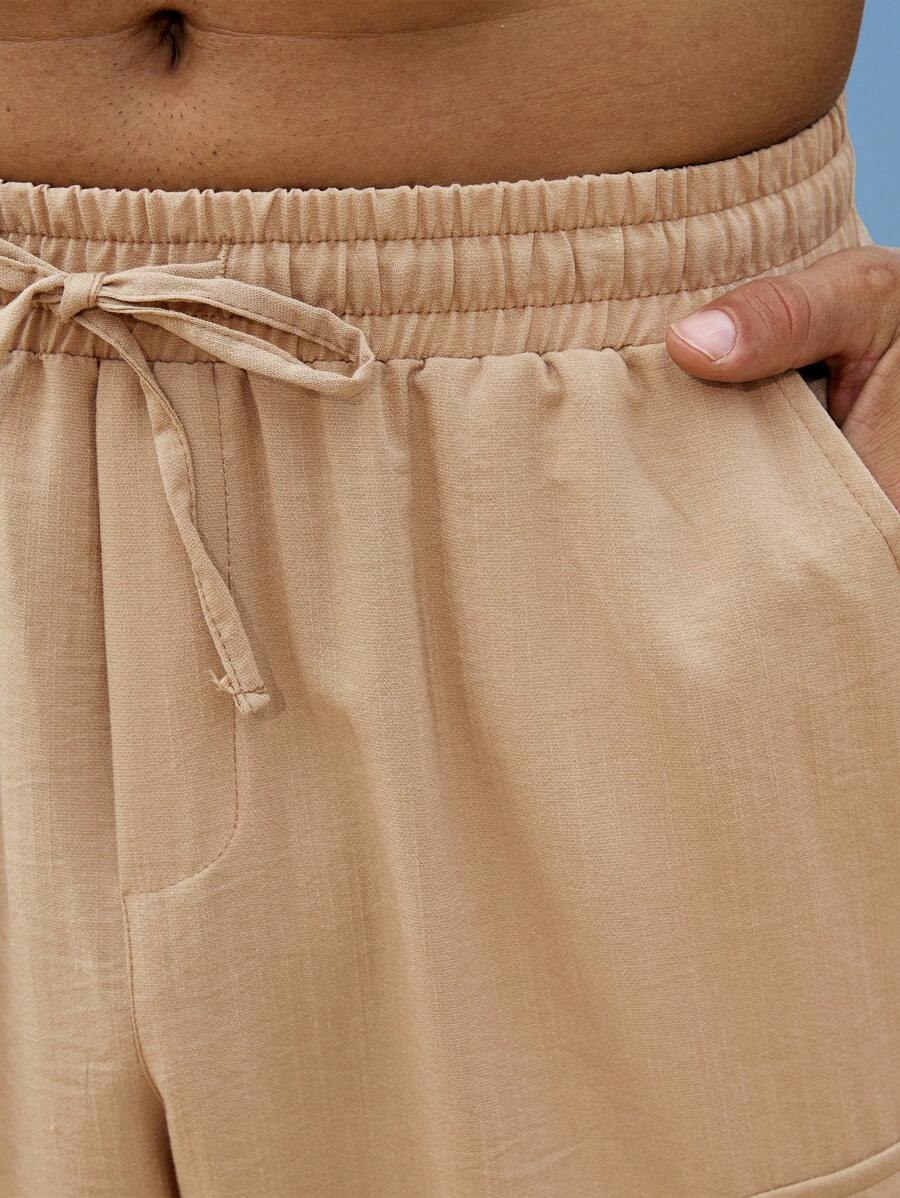Pantalon de lin avec poches cargo pour homme – Ourlet élastique décontracté