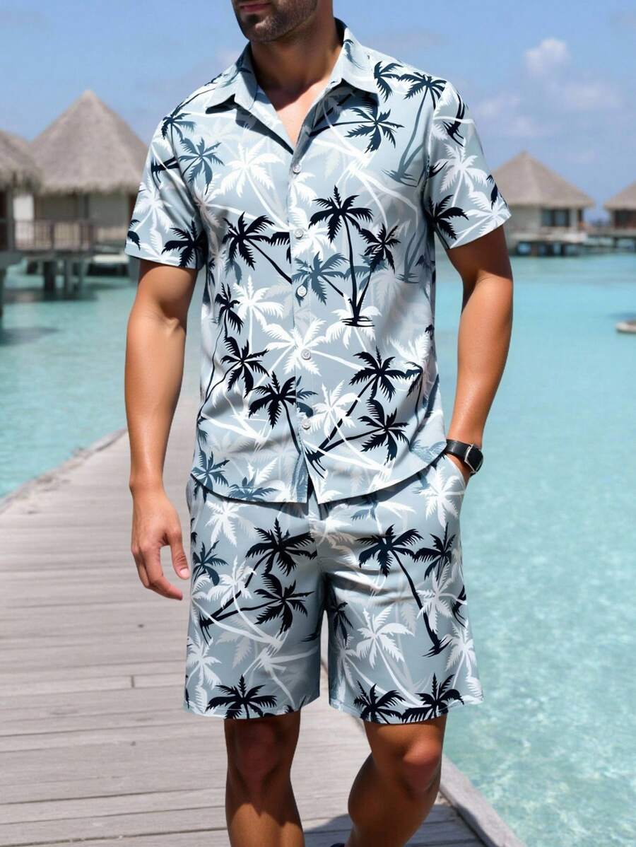 Deux ensembles pièces imprimé graphique moderne pour homme - vêtements d'été