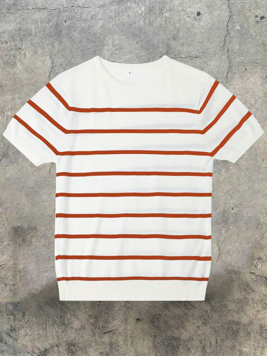 Chemise décontractée à rayures et col ras du cou - Mode masculine au quotidien