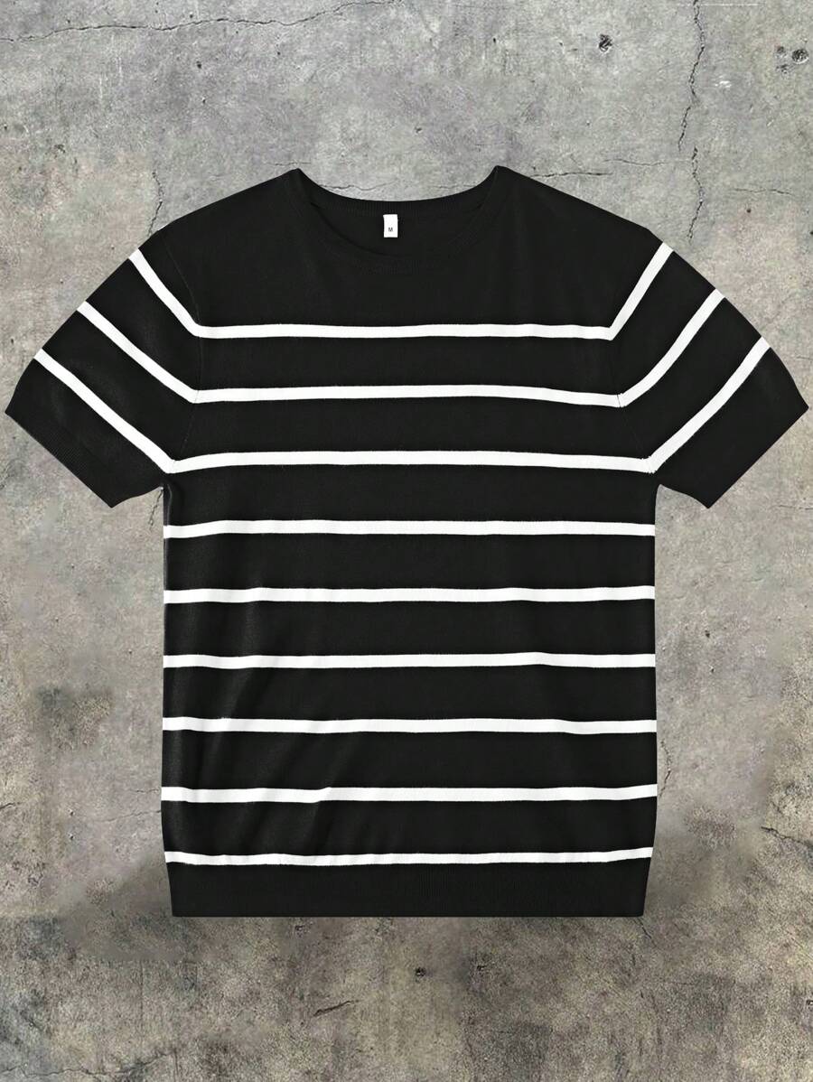 Chemise décontractée à rayures et col ras du cou - Mode masculine au quotidien