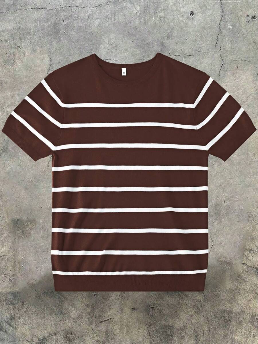 Chemise décontractée à rayures et col ras du cou - Mode masculine au quotidien