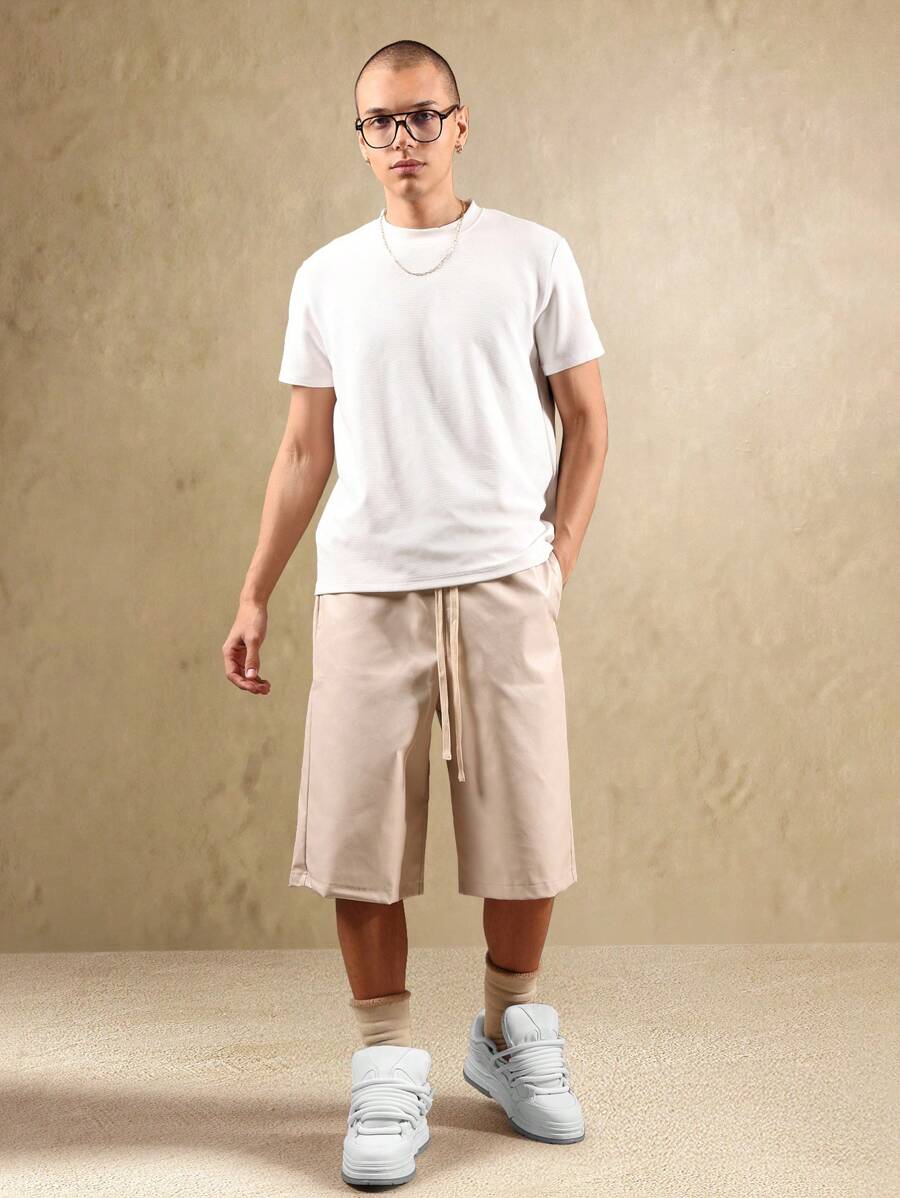 Bermuda large en similicuir avec cordon de serrage – Urban Athleisure pour homme
