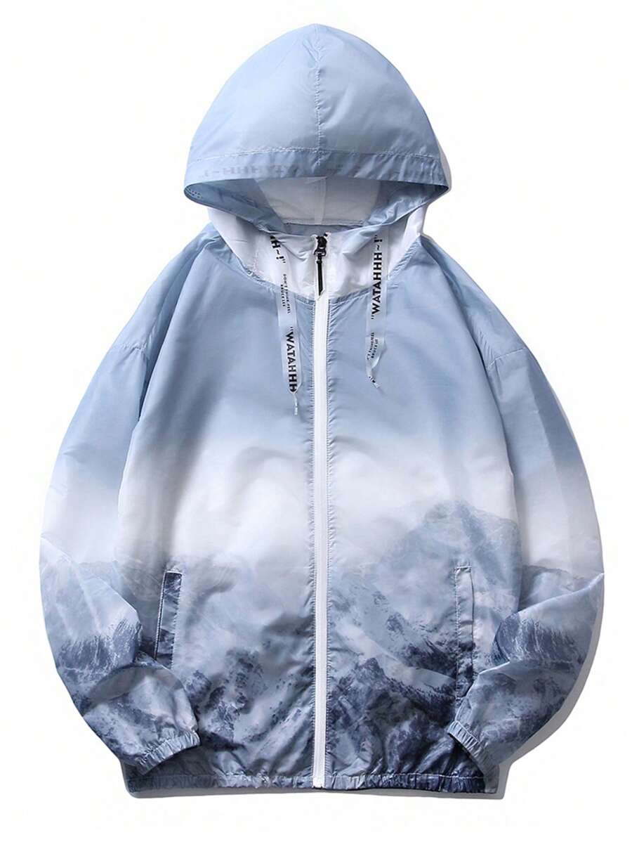 Coupe-vent léger et brise-soleil avec motif paysage de montagne pour homme