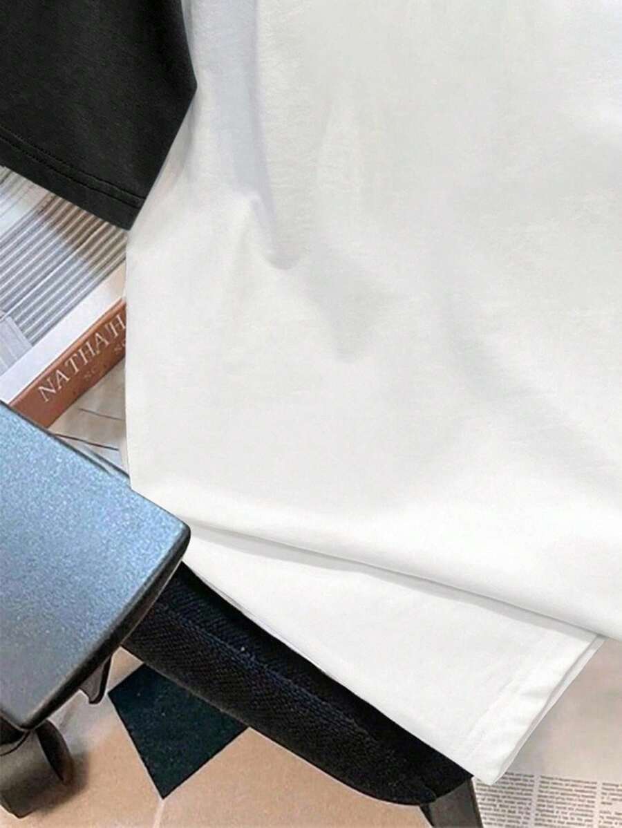 Chemise à col rond manches raglan avec imprimé graphique tendance