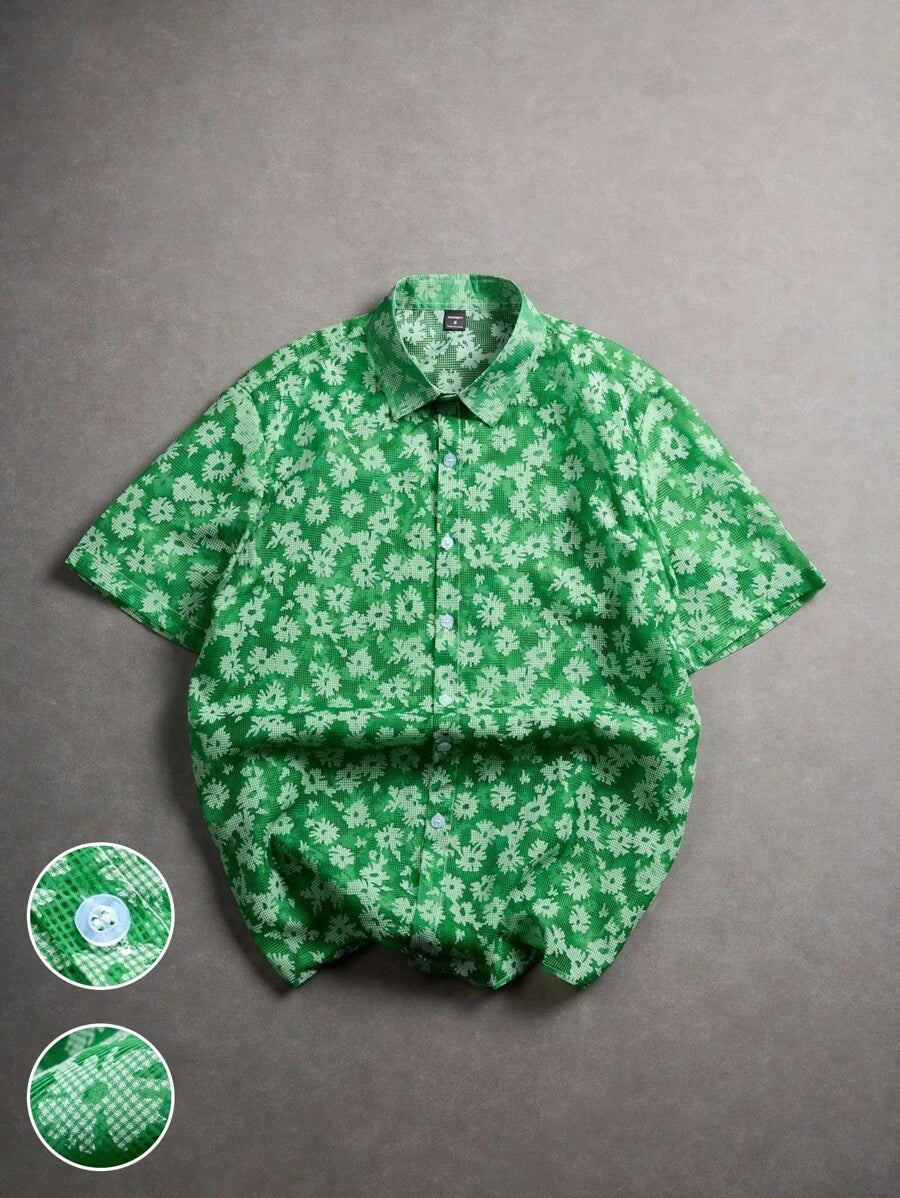 Chemise Jacquard à bulles pour homme - Style festival décontracté