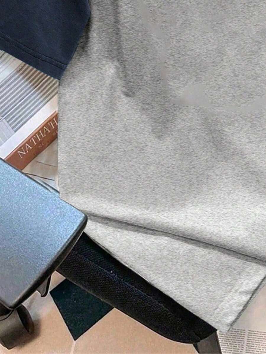 Chemise à col rond manches raglan avec imprimé graphique tendance