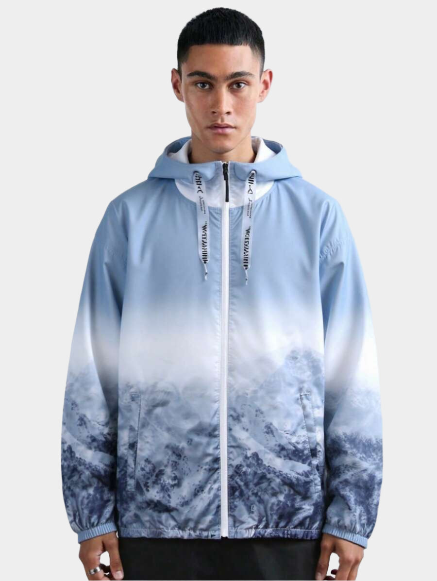 Coupe-vent léger et brise-soleil avec motif paysage de montagne pour homme
