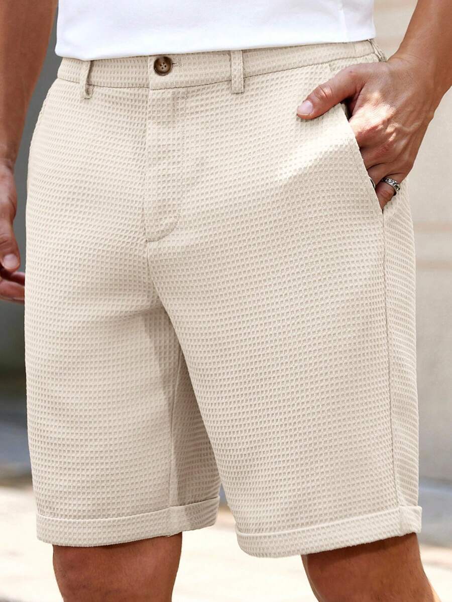 Bermuda droit tissé taille mi-haute – Short décontracté pour homme