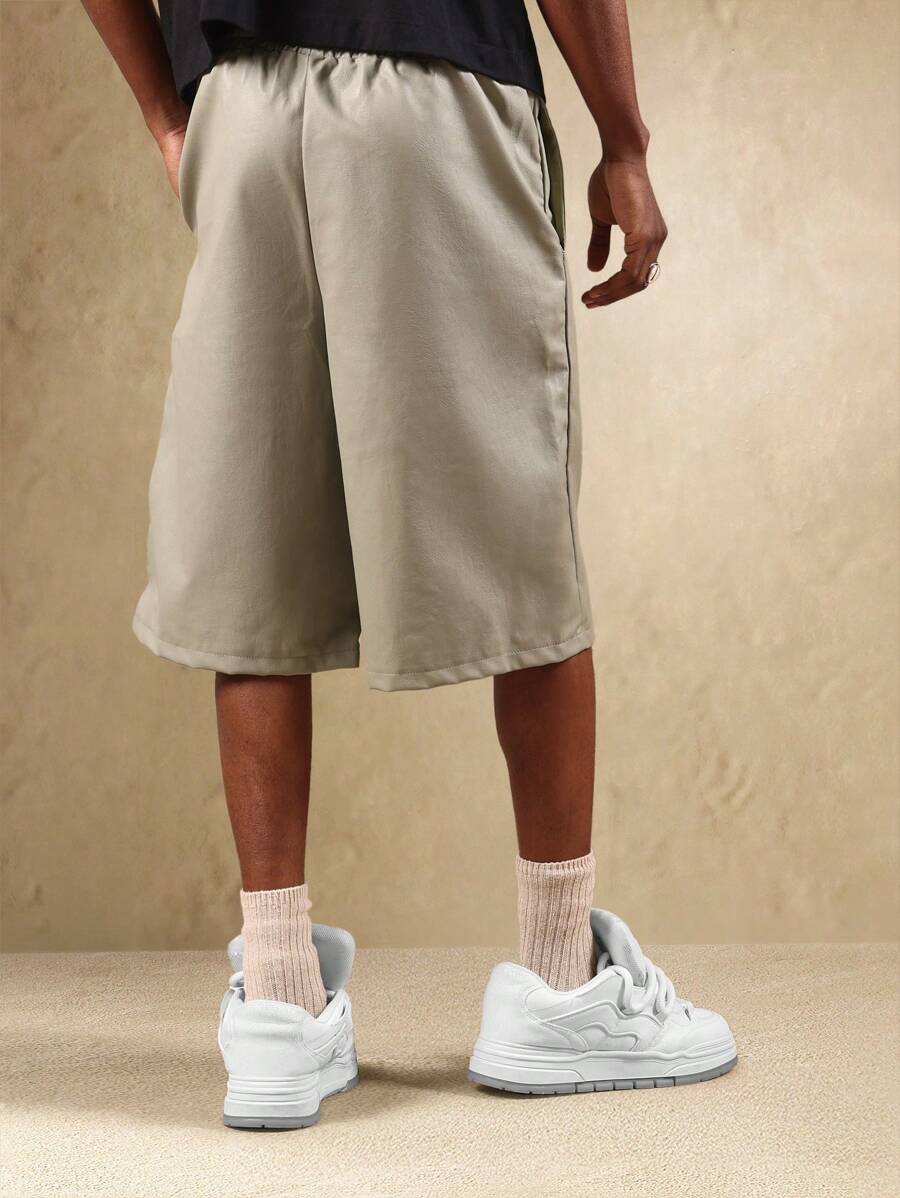 Bermuda large en similicuir avec cordon de serrage – Urban Athleisure pour homme