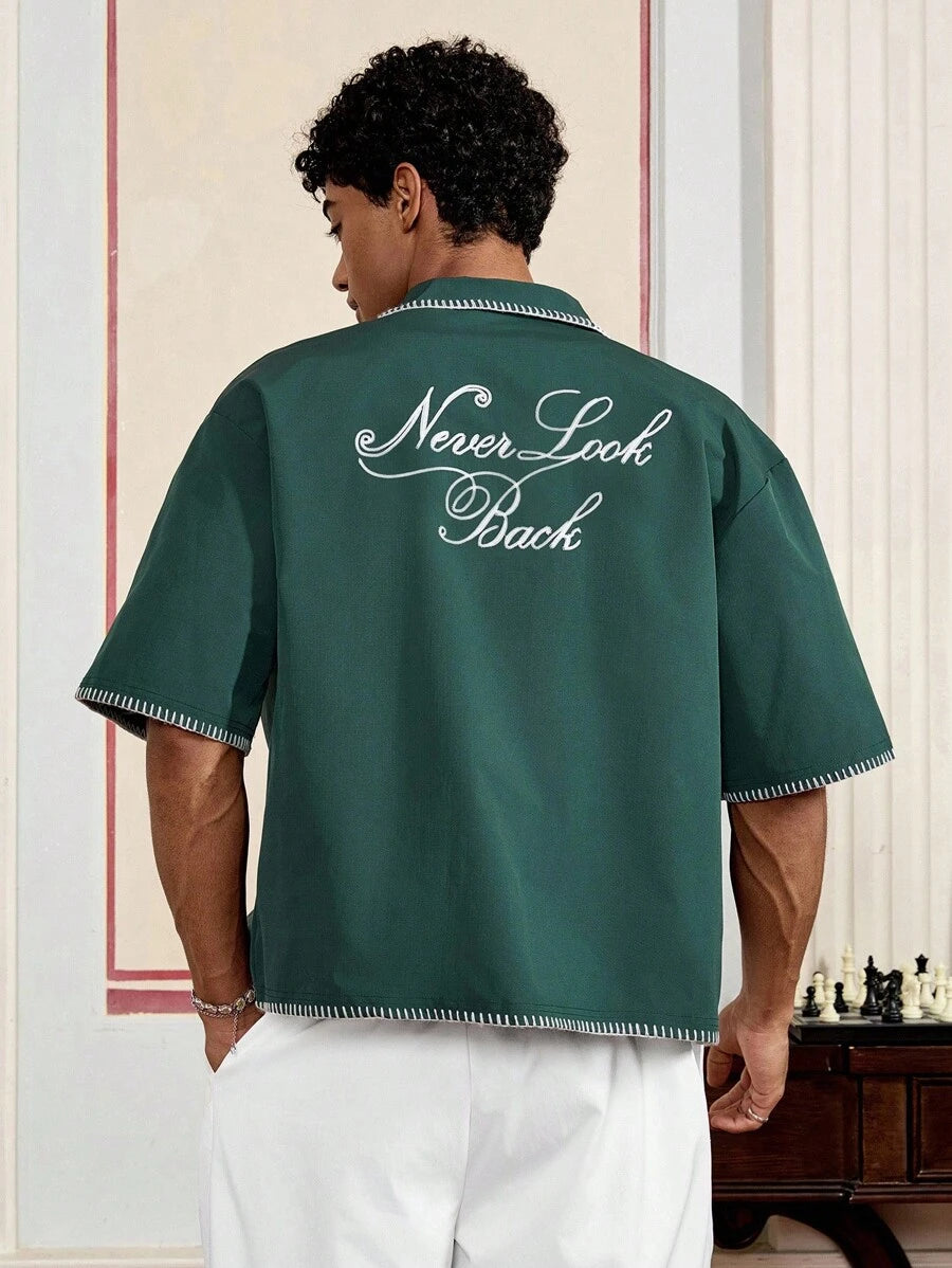 Chemise jacquard brodée à appliqués color-block – surdimensionnée, tenue d'été