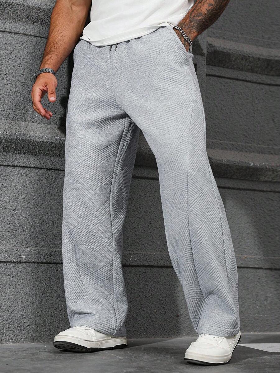 Pantalon droit athlétique ultra-ample à la mode avec cordon de serrage pour homme
