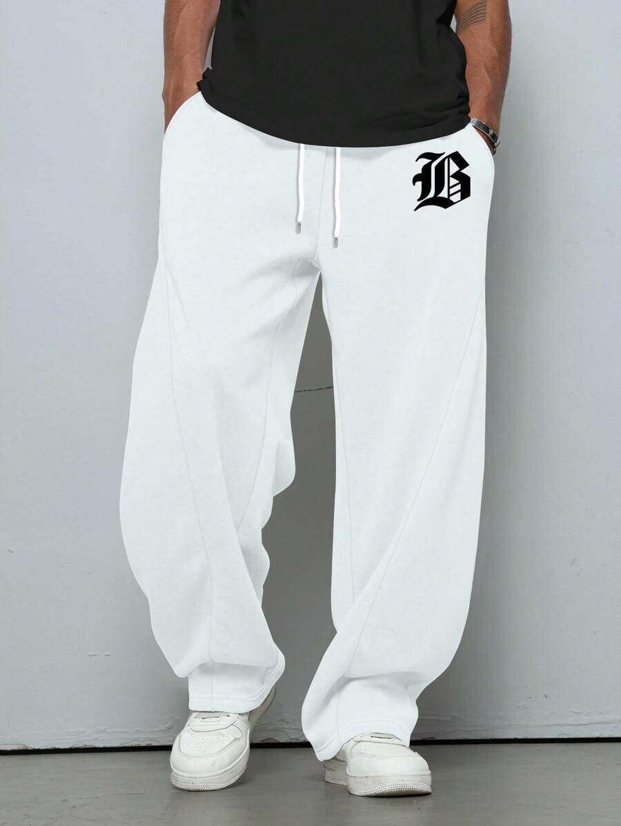Pantalon droit athlétique ultra-ample à la mode avec cordon de serrage pour homme