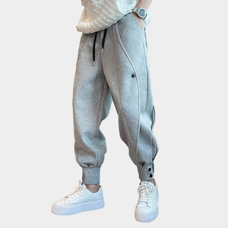Pantalon de survêtement fuselé en velours de coton avec poche et boutons aux poignets