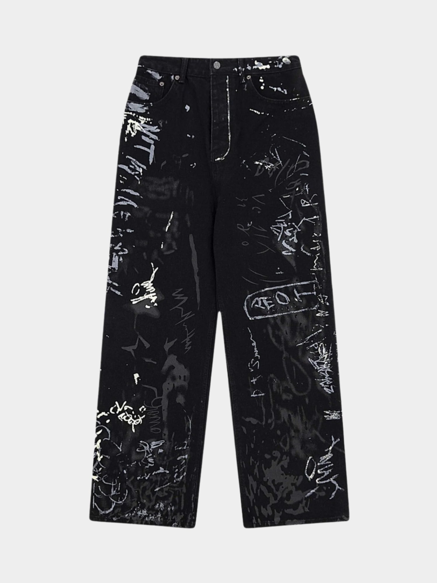 Pantalon baggy réfléchissant à motif graffiti pour homme, coupe large