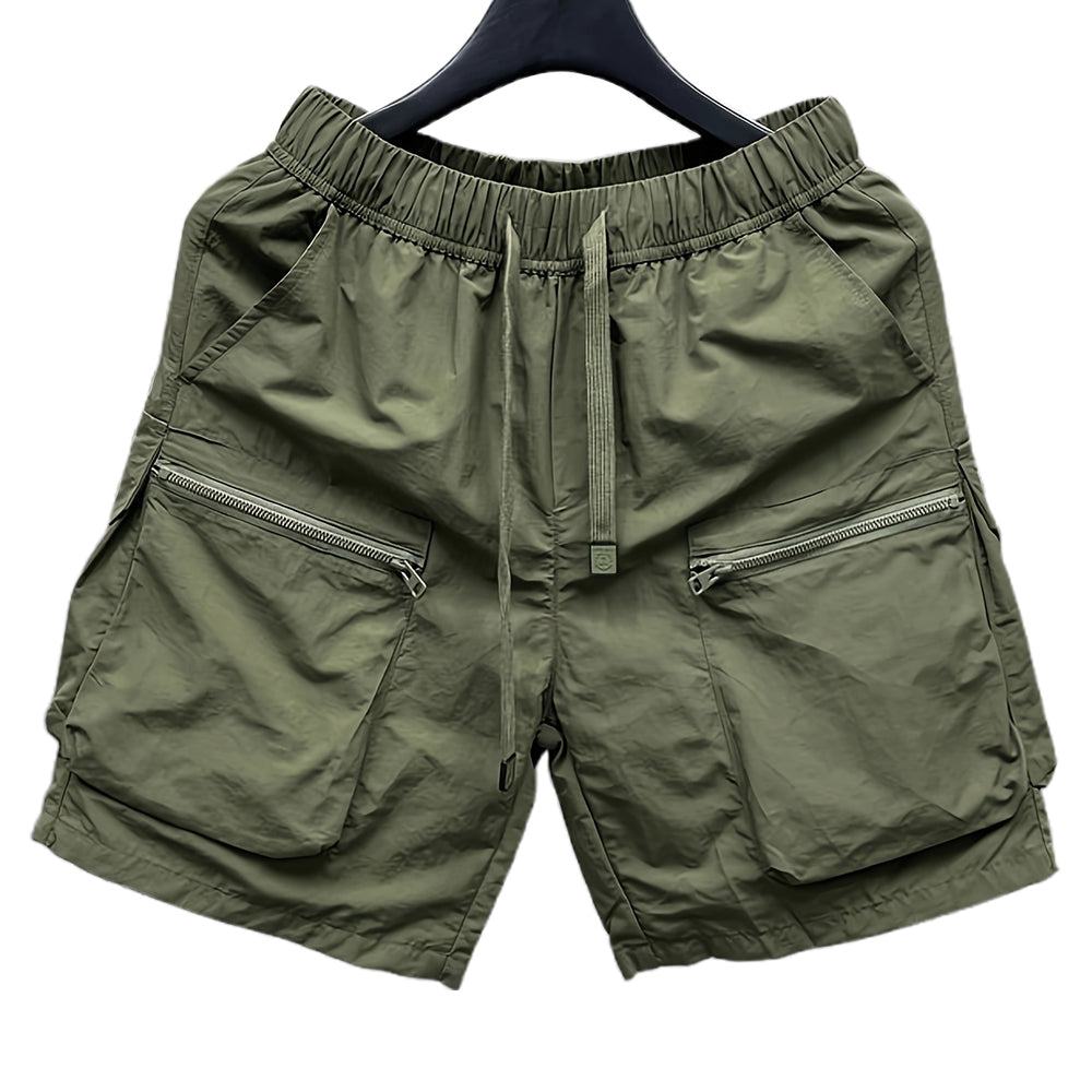 Short cargo en coton robuste avec poches zippées pour homme