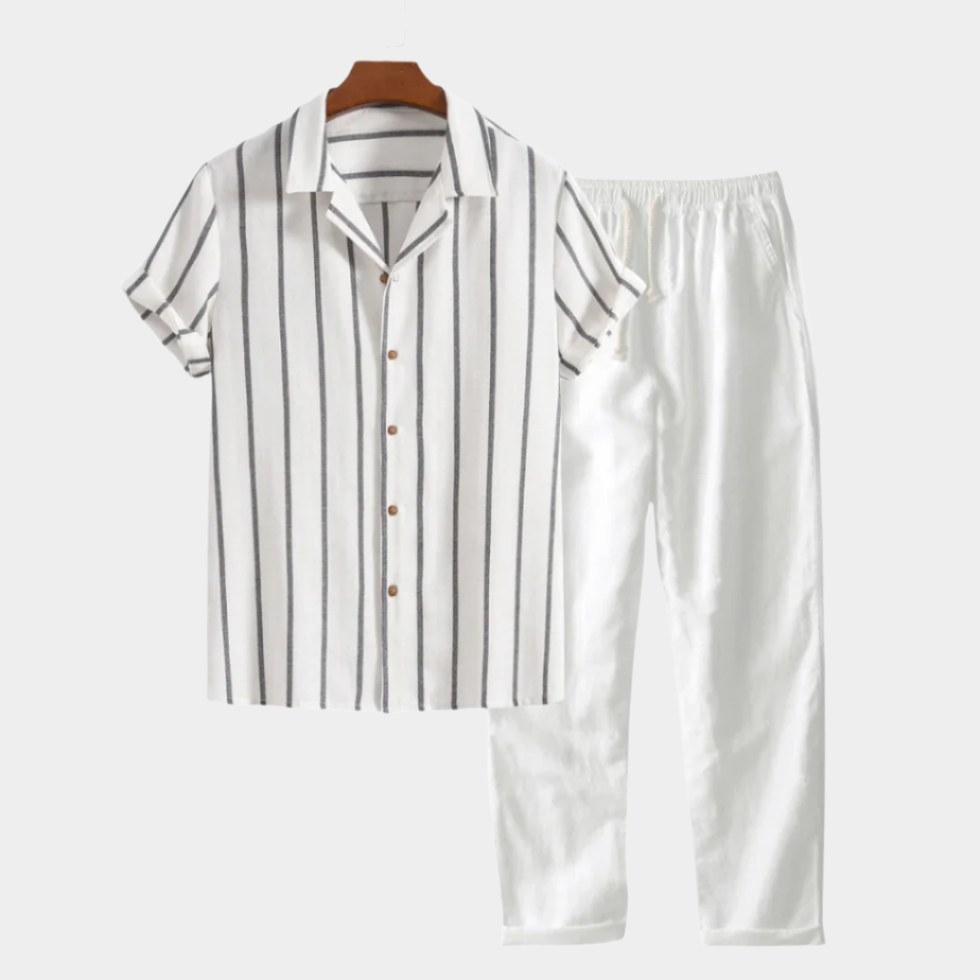 Ensemble à manches courtes pour homme – Tenue d'été légère en lin