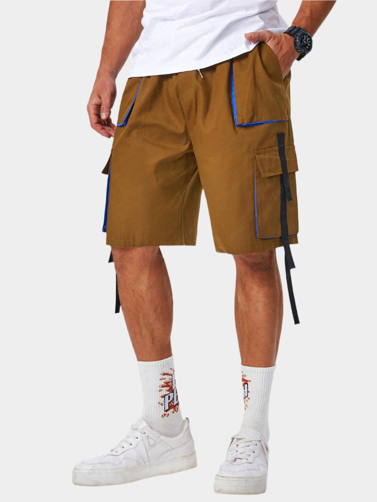 Bermuda à cordon de serrage et blocs de couleurs – Streetwear homme