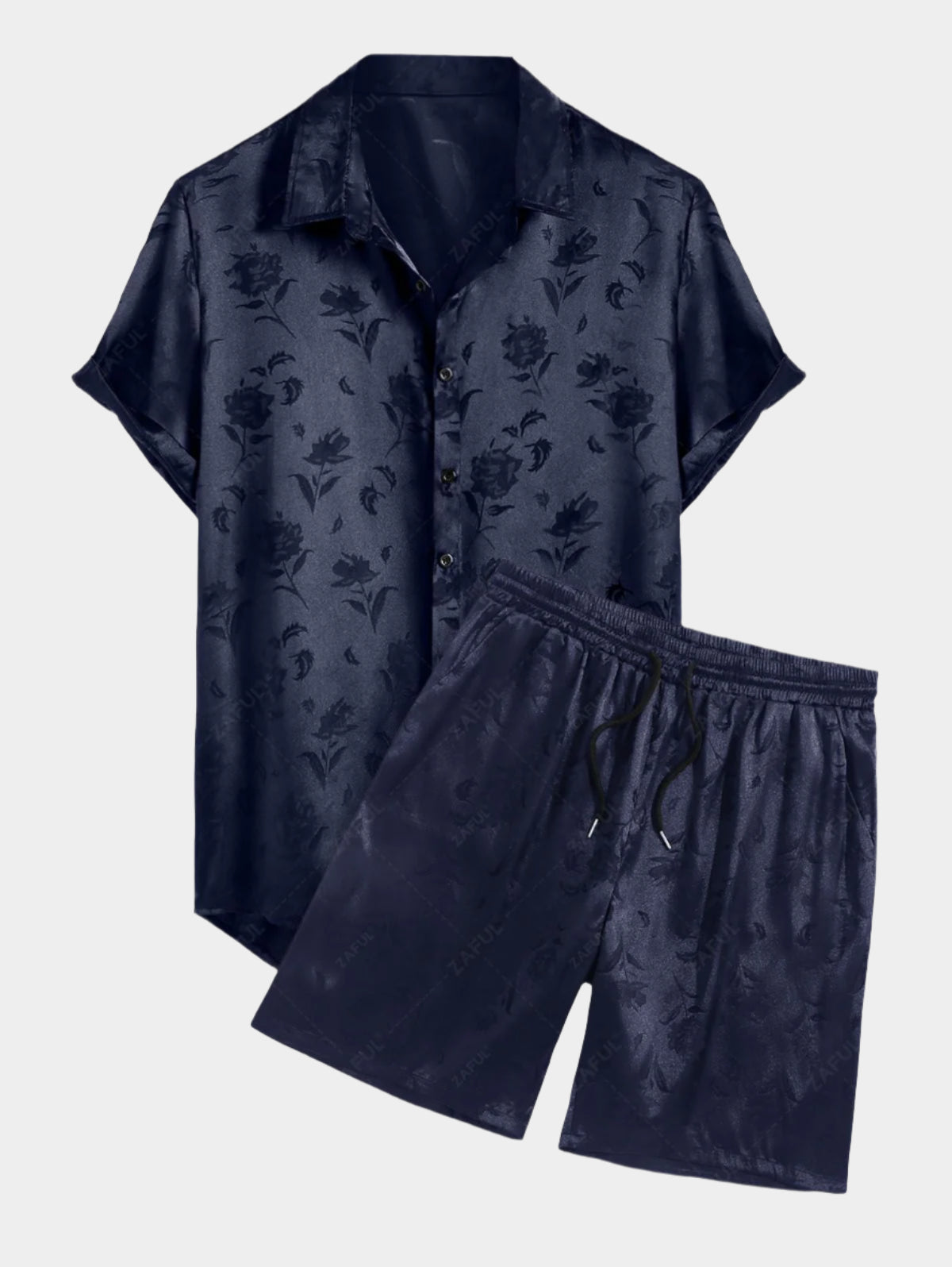 Chemise et short en satin jacquard fleuri deux ensembles pour un look estival tendance