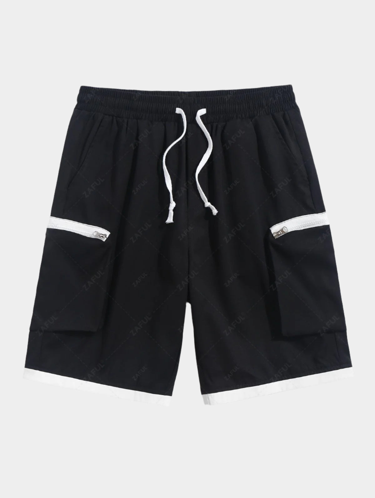 Bermuda cargo à poches zippées et à épissures colorées pour homme