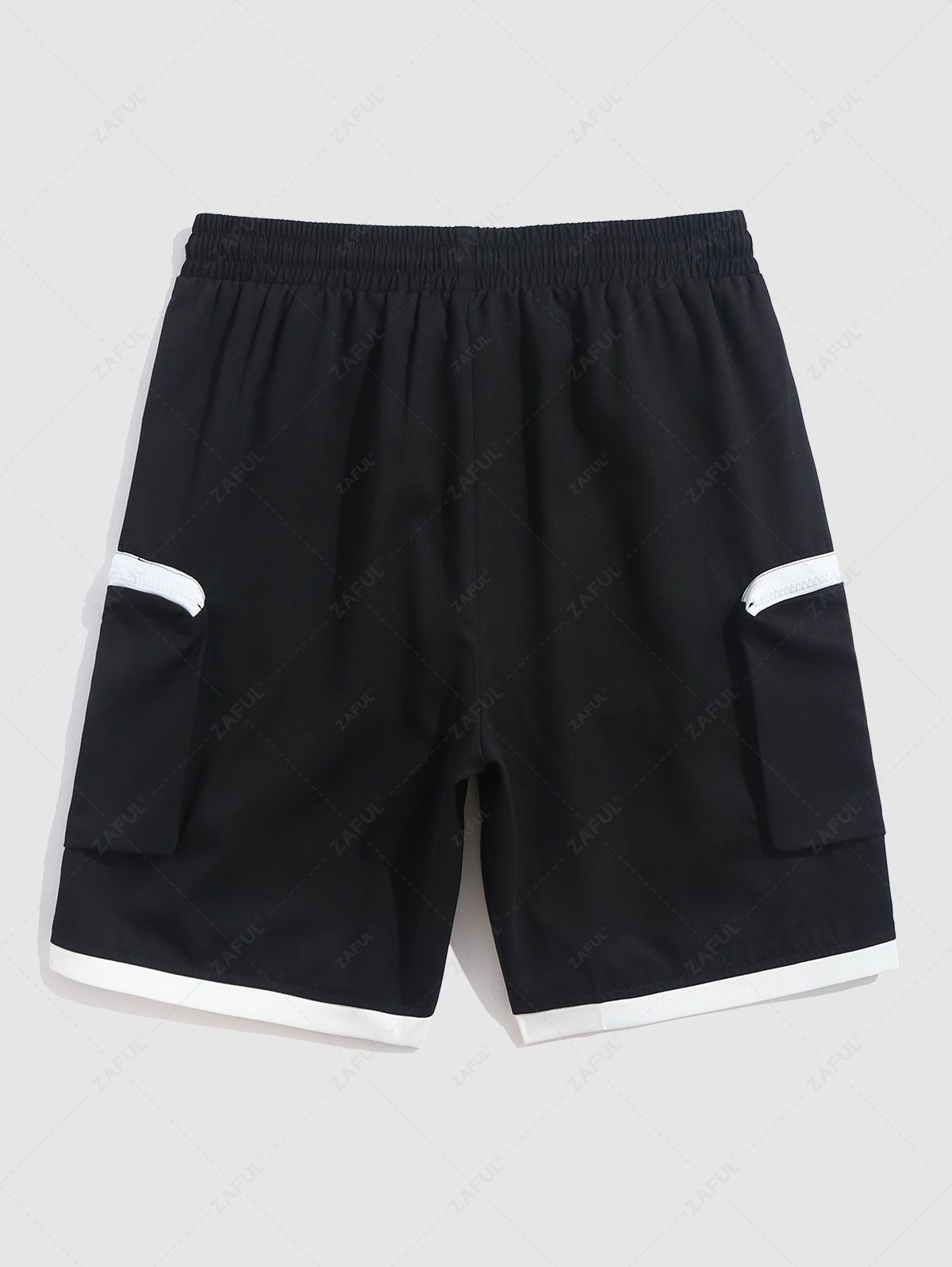 Bermuda cargo à poches zippées et à épissures colorées pour homme