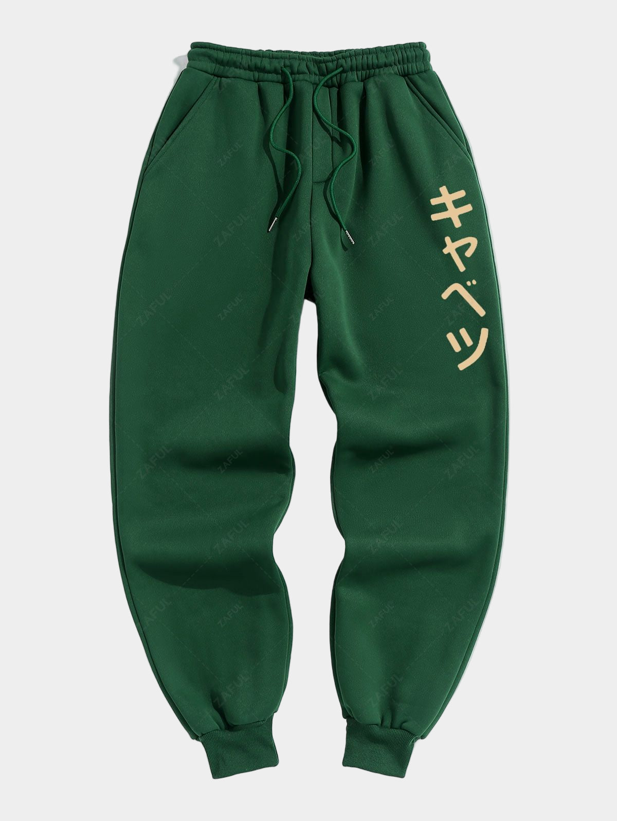 Pantalon de survêtement à cordon de serrage doublé polaire de style japonais minimaliste