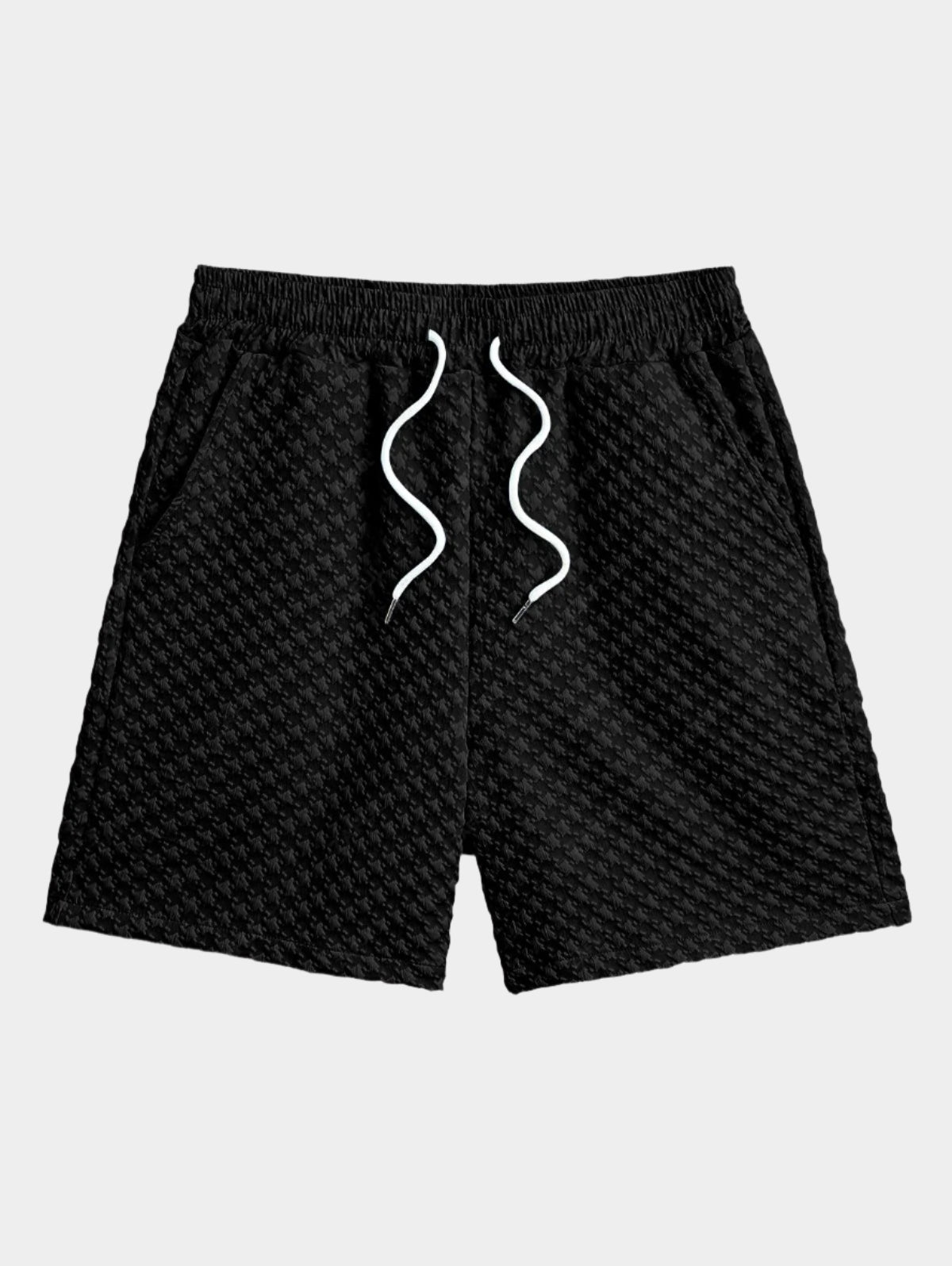 Shorts décontractés à texture jacquard avec poches et cordon pour hommes