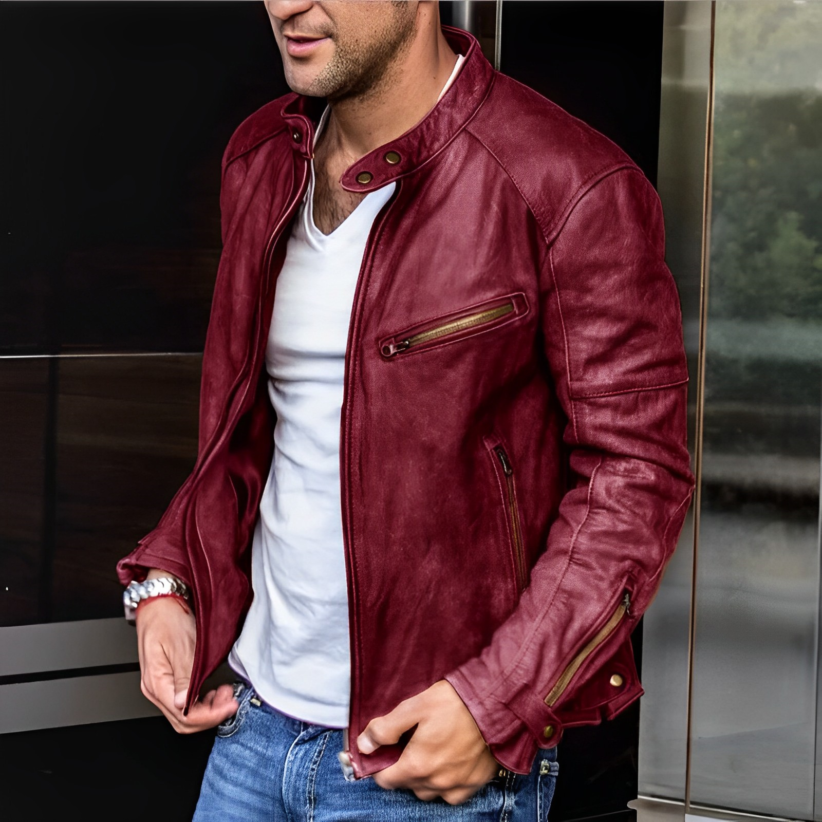 Veste en cuir Four Seasons – Confort élégant pour homme