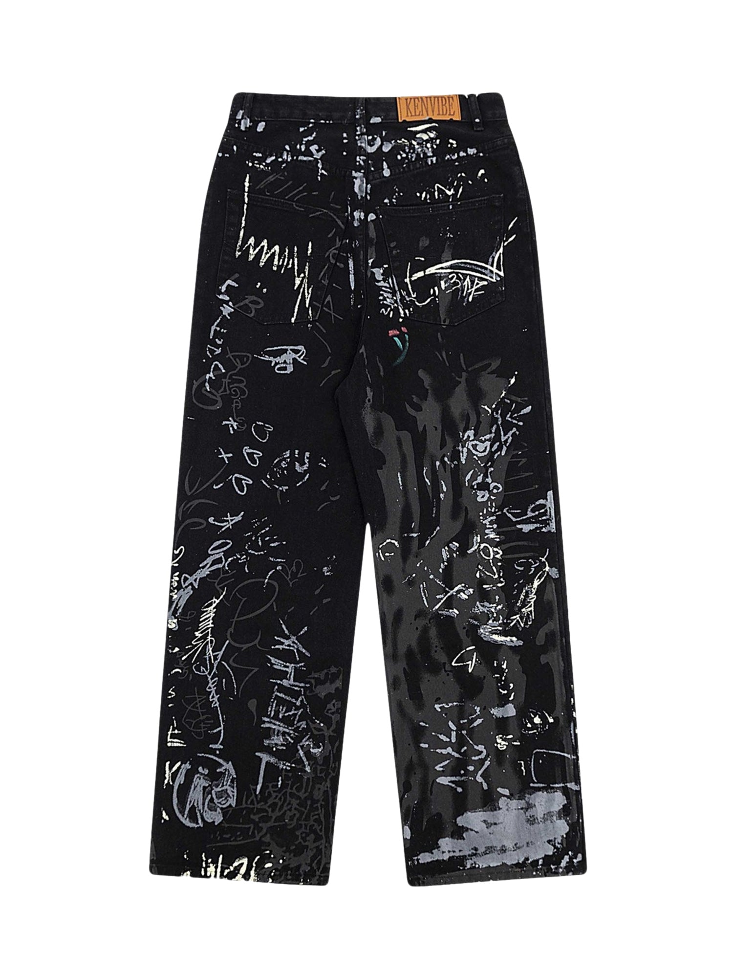 Pantalon baggy réfléchissant à motif graffiti pour homme, coupe large