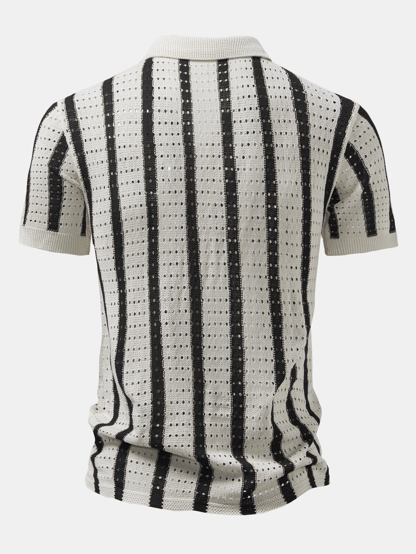 Chemises au crochet homme rayée tricotée col cubain chic été