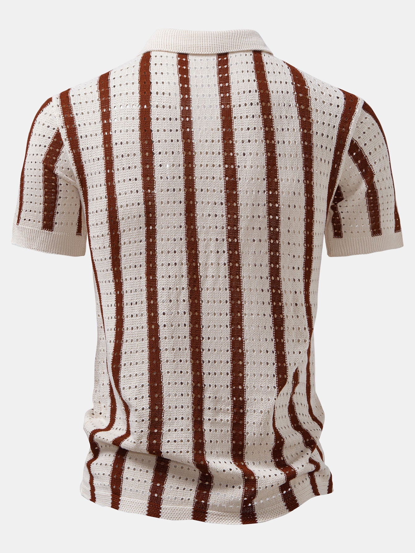 Chemises au crochet homme rayée tricotée col cubain chic été