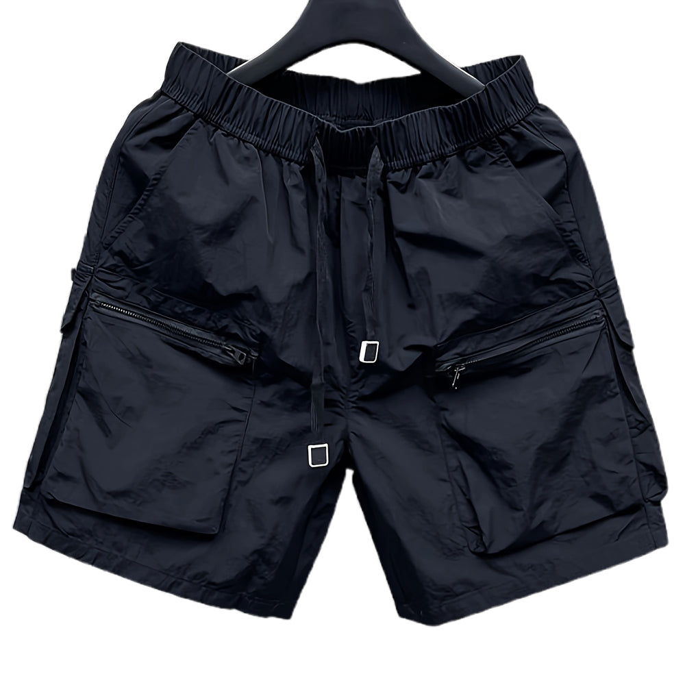 Short cargo en coton robuste avec poches zippées pour homme