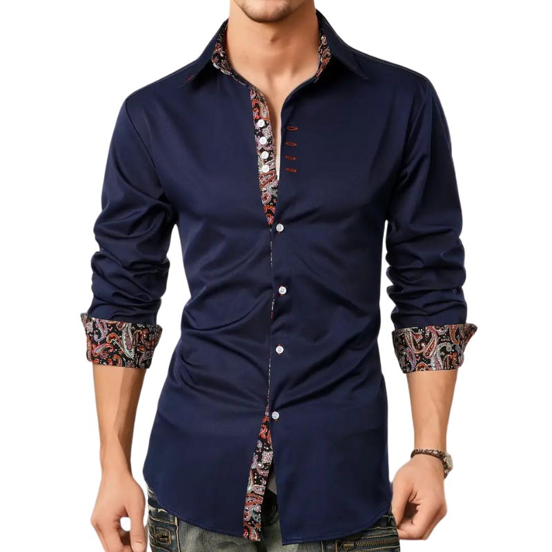 Chemise à boutons avec accent paisley – Élégance chic pour homme