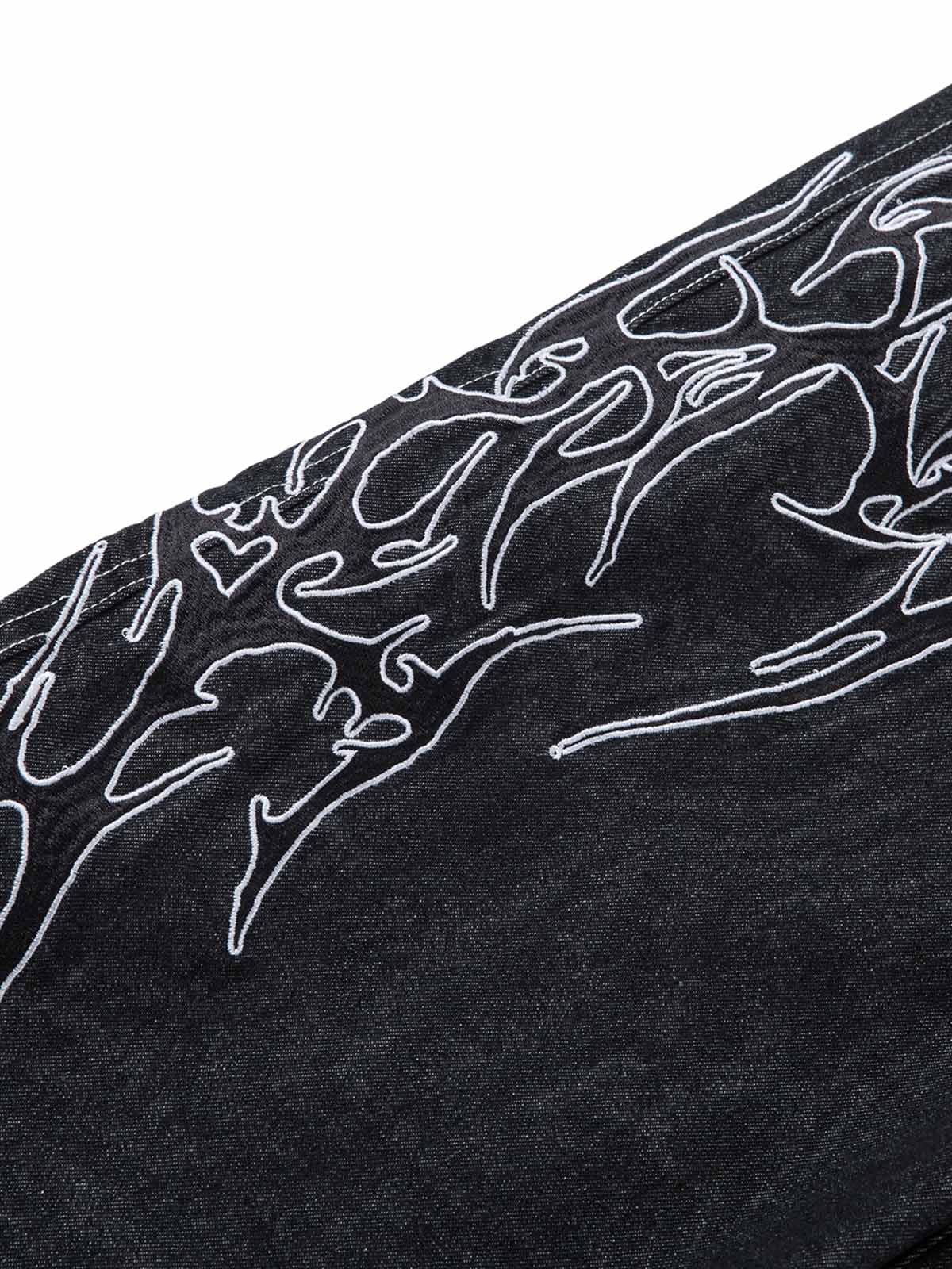 Pantalon ample à jambes larges et brodé de flammes pour homme