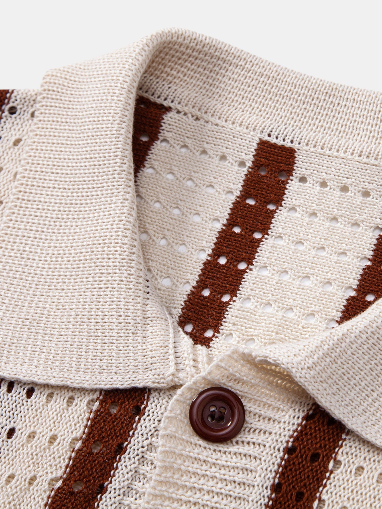 Chemises au crochet homme rayée tricotée col cubain chic été